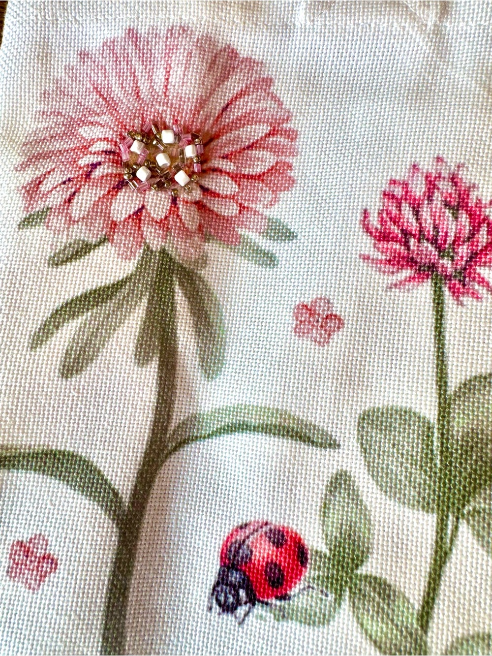 Made in INDIA 🌺 Canvas Tote Bag Floral Beaded Book Bag Shopping Bag NWT - Picture 7 of 11